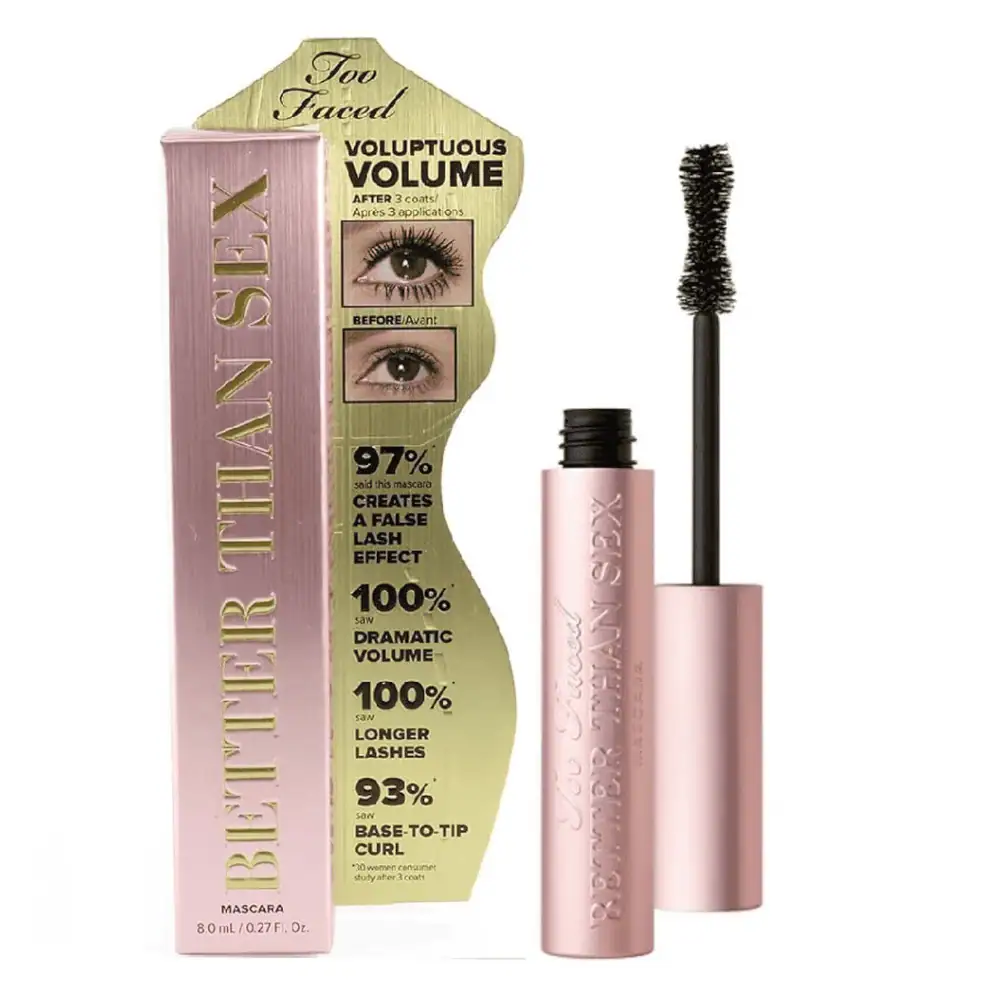 Too Faced Better Than Sex Mascara Black 8ml - Lebanon - Makeup Germany Too Faced Better Than Sex Mascara Black 8ml Too Faced Better Than Sex Mascara Lebanon for sale in Lebanon - 8ml metallic pink mascara tube with hourglass fiber brush