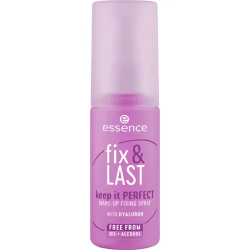 Essence Keep It Perfect Spray Lebanon Fix & Last Keep It Perfect Make-Up Fixing Spray 50ml for sale in Lebanon - clear 50ml spray bottle with cyan blue label and mist nozzle