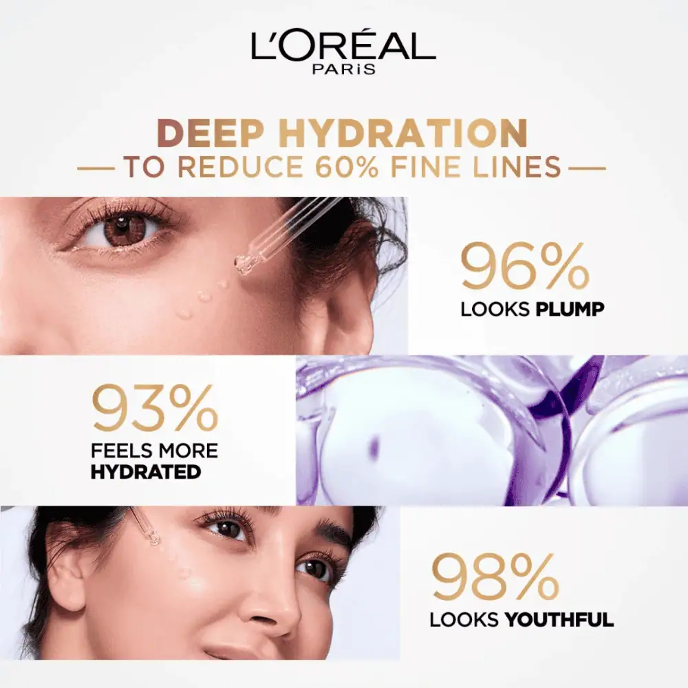 L'Oreal Paris Hyaluron Expert Replumping Serum 30ml - Lebanon - Makeup Germany L'Oreal Paris Hyaluron Expert Replumping Serum 30ML L’Oreal Hyaluron Expert Serum Lebanon for sale in Lebanon - 30ml purple glass dropper bottle with concentrated replumping hyaluronic acid serum formula