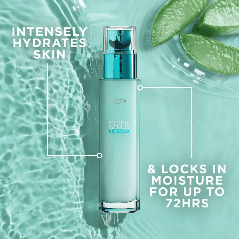 L'Oreal Paris Hydra Genius Aloe Water Moisturizer 70ml - Lebanon - Makeup Germany L'Oreal Paris Hydra Genius Aloe WATER 70ML L’Oreal Hydra Genius Aloe Water Lebanon for sale in Lebanon - 70ml pump glass bottle with weightless hydrating liquid aloe water moisturizer formula
