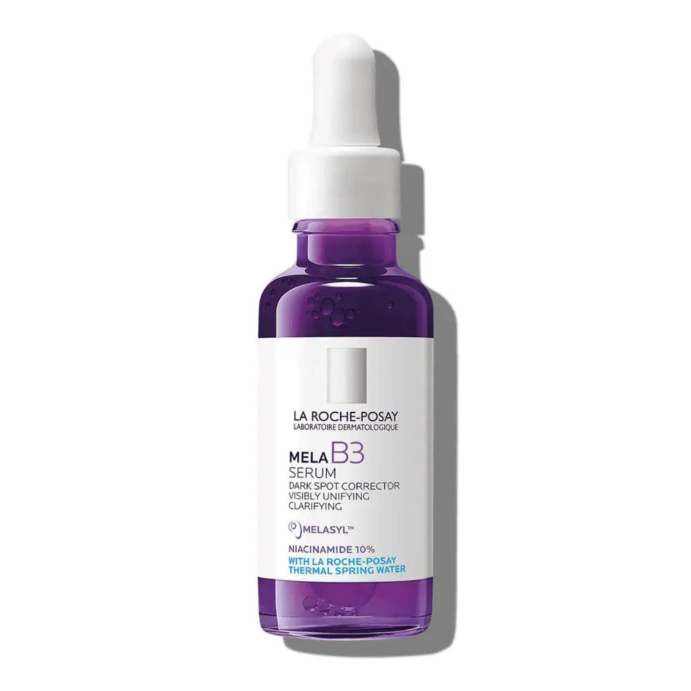 La Roche Posay Mela B3 Dark Spot Corrector Serum 30ml - Lebanon - Makeup Germany La Roche-Posay Serum Mela B3 Dark Spot Corrector 30 Ml La Roche Posay Mela B3 Serum Lebanon for sale in Lebanon - 30ml purple glass dropper bottle with breakthrough Melasyl dark spot corrector serum formula
