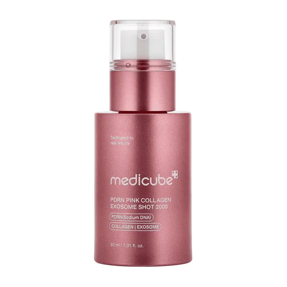 Medicube PDRN Pink Collagen Exosome Shot Serum 2000 30ml - Lebanon - Makeup Germany Medicube PDRN Pink Collagen Exosome Shot Serum 2000 30 ml Medicube PDRN Pink Collagen Exosome Serum Lebanon for sale in Lebanon - 30ml pink bottle of Korean microneedle spicule exosome serum with PDRN and Collagen