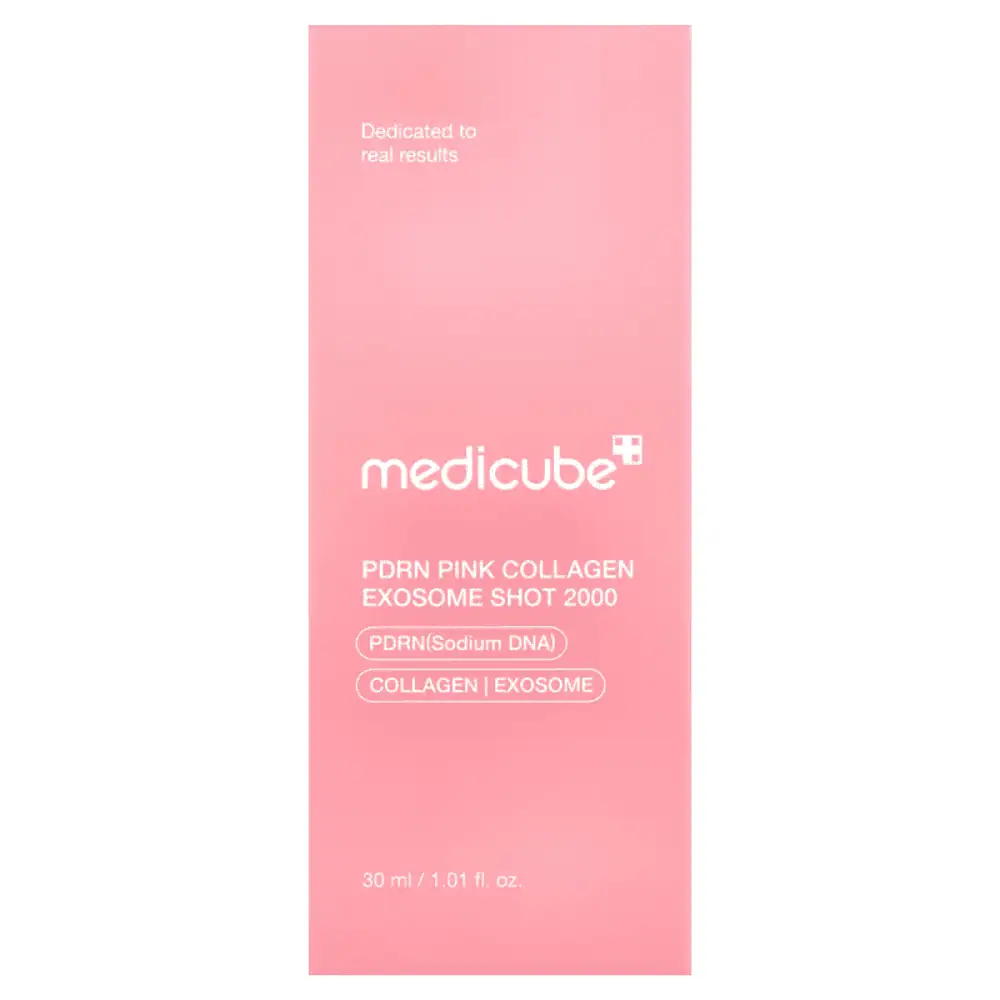 Medicube PDRN Pink Collagen Exosome Shot Serum 2000 30ml - Lebanon - Makeup Germany Medicube PDRN Pink Collagen Exosome Shot Serum 2000 30 ml Medicube PDRN Pink Collagen Exosome Serum Lebanon for sale in Lebanon - 30ml pink bottle of Korean microneedle spicule exosome serum with PDRN and Collagen