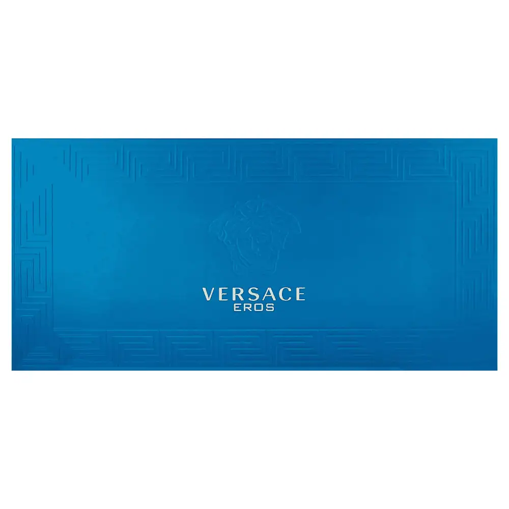 VERSACE EROS 3 Pc Mini Gift Set for Men - Lebanon - Makeup Germany Versace Eros Lebanon 3 Pc Mini Gift Set for Men for sale in Lebanon - turquoise mini EDT bottle, after shave balm tube, and shower gel tube in a blue gift box