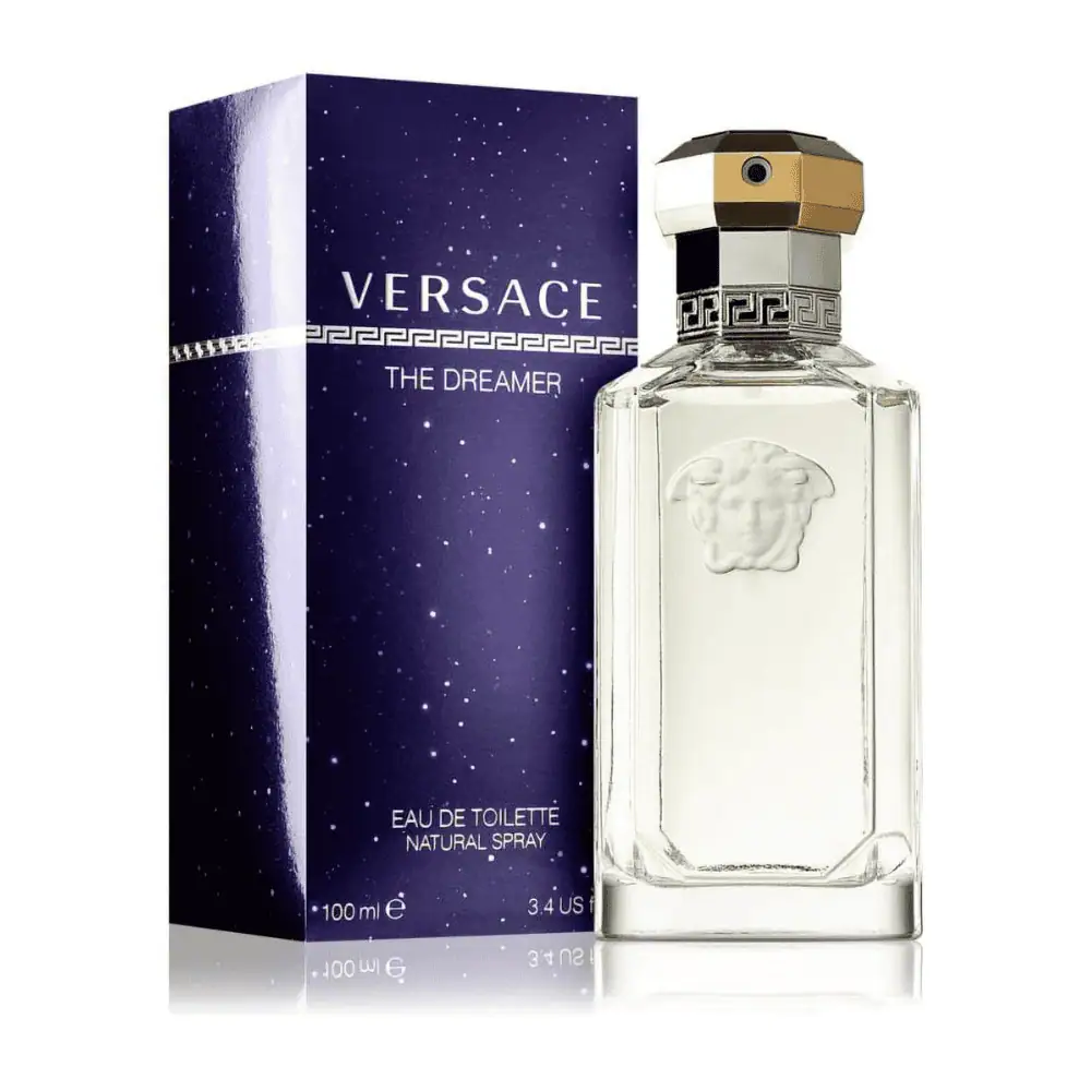 Versace The Dreamer Eau de Toilette for men 100ml - Lebanon - Makeup Germany Versace The Dreamer Lebanon Eau de Toilette 100ml for sale in Lebanon - clear glass perfume bottle with iconic embossed Medusa head graphics