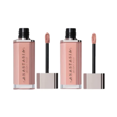 Anastasia Beverly hills Velvet Lips Mini Lip Velvet DuoShade PURE HOLLYWOOD + KISS Anastasia Beverly Hills Velvet Lips Mini Lip Velvet Duo Lebanon for sale in Lebanon - Anastasia Beverly Hills Mini Lip Velvet Duo packaging showing Pure Hollywood and Kiss lip mousse tubes with teardrop applicator wands