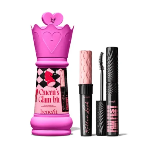 Benefit Cosmetics Queen’s Glam-bit 2-Piece Mascara Set Benefit Queens Glambit Mascara Set Lebanon for sale in Lebanon - pink gift box containing full-size Fan Fest mascara and full-size Roller Lash mascara