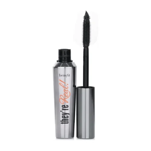 BENEFIT they're real! lengthening beyond mascara FULL SIZE 8.5 g Net wt. 0.3 oz. BLACK Benefit They're Real Lengthening Mascara Black Lebanon for sale in Lebanon - full-size 8.5g silver tube of Benefit They're Real Lengthening Mascara in shade Jet Black with custom-domed brush