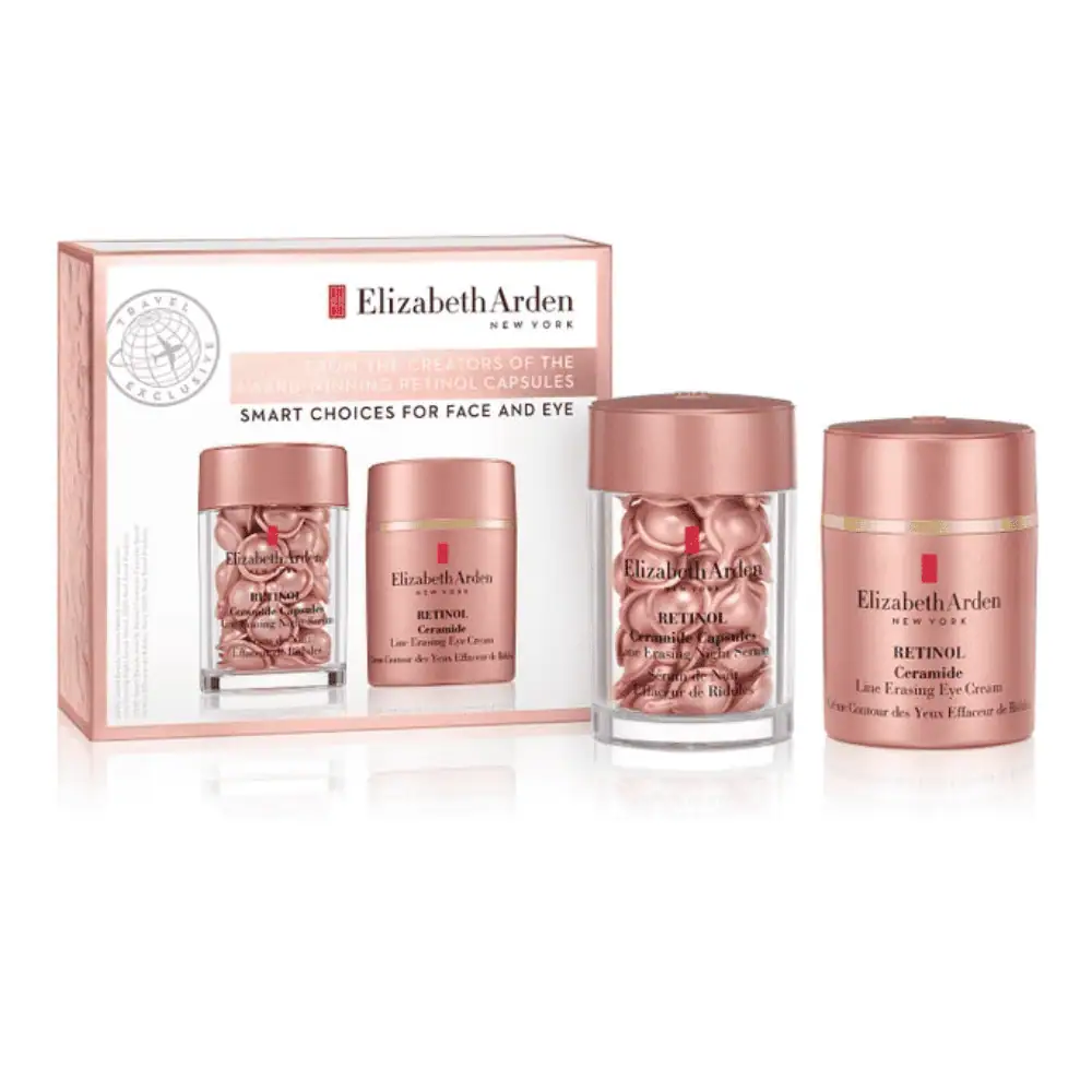 Elizabeth Arden Smart Choices For Face And Eye Set - Lebanon - Makeup Germany Elizabeth Arden Smart Choices For Face And Eye Set Elizabeth Arden Smart Choices For Face And Eye Set Lebanon for sale in Lebanon - 2-piece skincare gift set featuring Elizabeth Arden Retinol Ceramide Capsules 30pcs and Retinol Ceramide Line Erasing Eye Cream 15ml