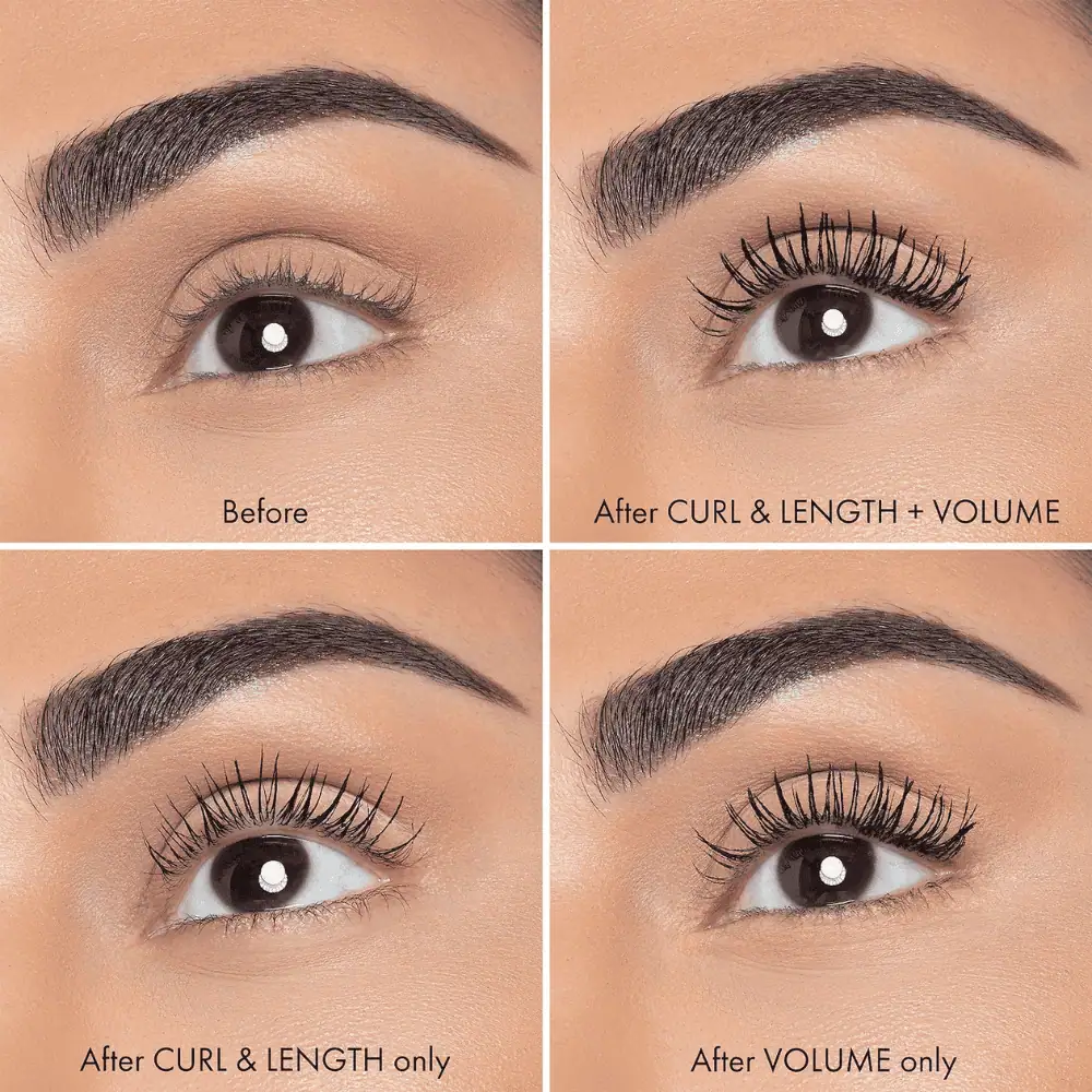 Huda Beauty LEGIT LASHES Double Ended Mascara - Lebanon - Makeup Germany Huda Beauty LEGIT LASHES Double Ended Mascara Huda Beauty Legit Lashes Double Ended Mascara Lebanon for sale in Lebanon - dual-ended black tube of Huda Beauty Legit Lashes Double Ended Mascara showing both Volume and Curl & Length brush ends