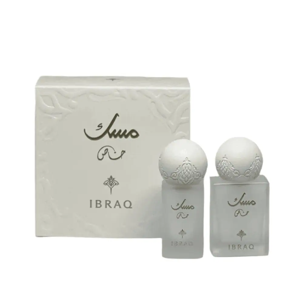 Ibrahim Al Qurashi Special Musk Set - Lebanon - Makeup Germany Ibrahim Al Qurashi Ibrahim Al Qurashi Special Musk Set Perfume Spray and Oil Mini Set for sale in Lebanon - 10ml travel spray and 6ml concentrated musk oil duo gift box