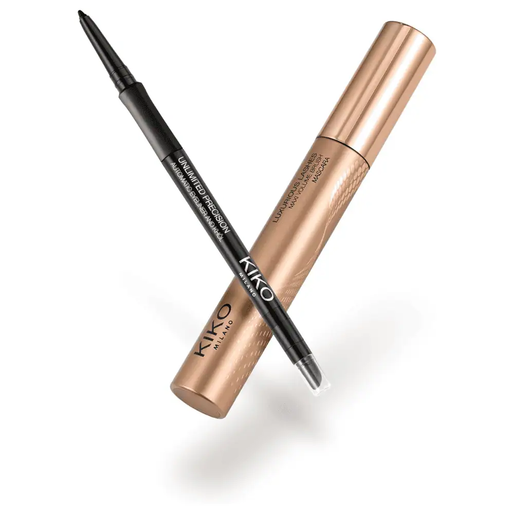 KIKO Milano Luxurious Eye Set - Lebanon - Makeup Germany KIKO Milano Luxurious Eye Set Kiko Milano Luxurious Eye Set Lebanon for sale in Lebanon - 2-piece eye makeup kit containing Maxi Volume Brush Mascara and black automatic eyeliner pencil