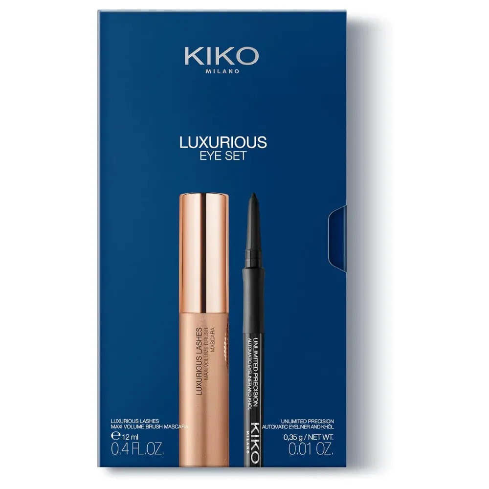 KIKO Milano Luxurious Eye Set - Lebanon - Makeup Germany KIKO Milano Luxurious Eye Set Kiko Milano Luxurious Eye Set Lebanon for sale in Lebanon - 2-piece eye makeup kit containing Maxi Volume Brush Mascara and black automatic eyeliner pencil