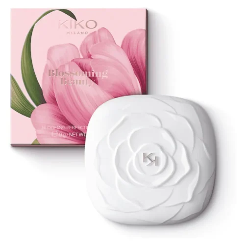 Kiko Milano Blossoming Beauty Blooming Perfecting Powder Kiko Milano Blossoming Beauty Blooming Perfecting Powder Lebanon for sale in Lebanon - floral embossed compact container of Kiko Milano Blossoming Beauty transparent perfecting powder