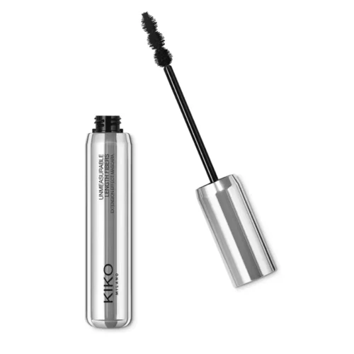 Kiko Milano unmeasurable length fibers mascara Kiko Milano Unmeasurable Length Fibers Mascara Lebanon for sale in Lebanon - shiny silver tube of Kiko Milano lengthening mascara featuring a three-sphere wand