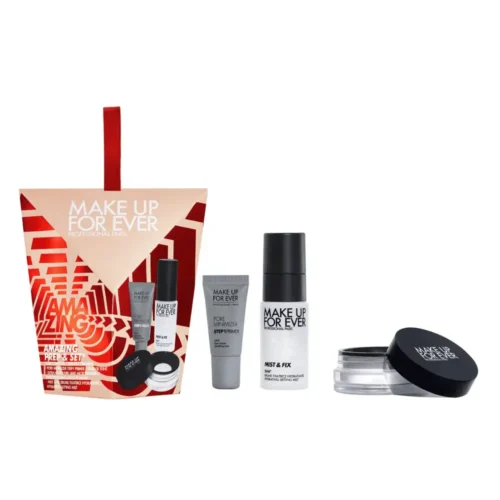 MAKE UP FOR EVER Amazing Prep and Set Holiday Set Make Up For Ever Prep and Set Set Lebanon for sale in Lebanon - 3-piece holiday makeup prep and set kit box including primer, loose powder, and setting spray