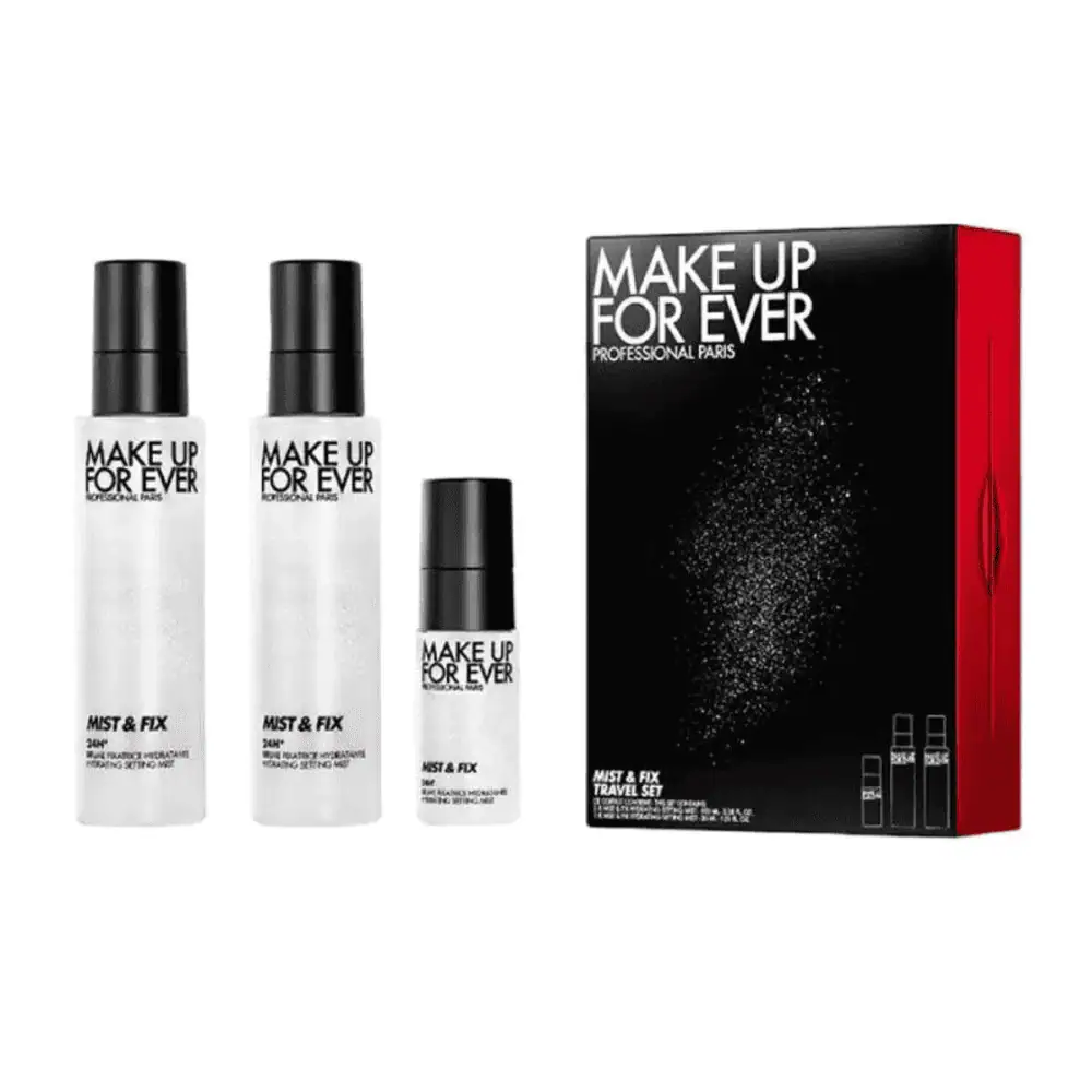MAKE UP FOR EVER Mist & Fix Travel Set - Lebanon - Makeup Germany MAKE UP FOR EVER Mist & Fix Travel Set Make Up For Ever Mist and Fix Travel Set Lebanon for sale in Lebanon - travel-size alcohol-free setting spray bottle with Hyaluronic Acid and Aloe Vera