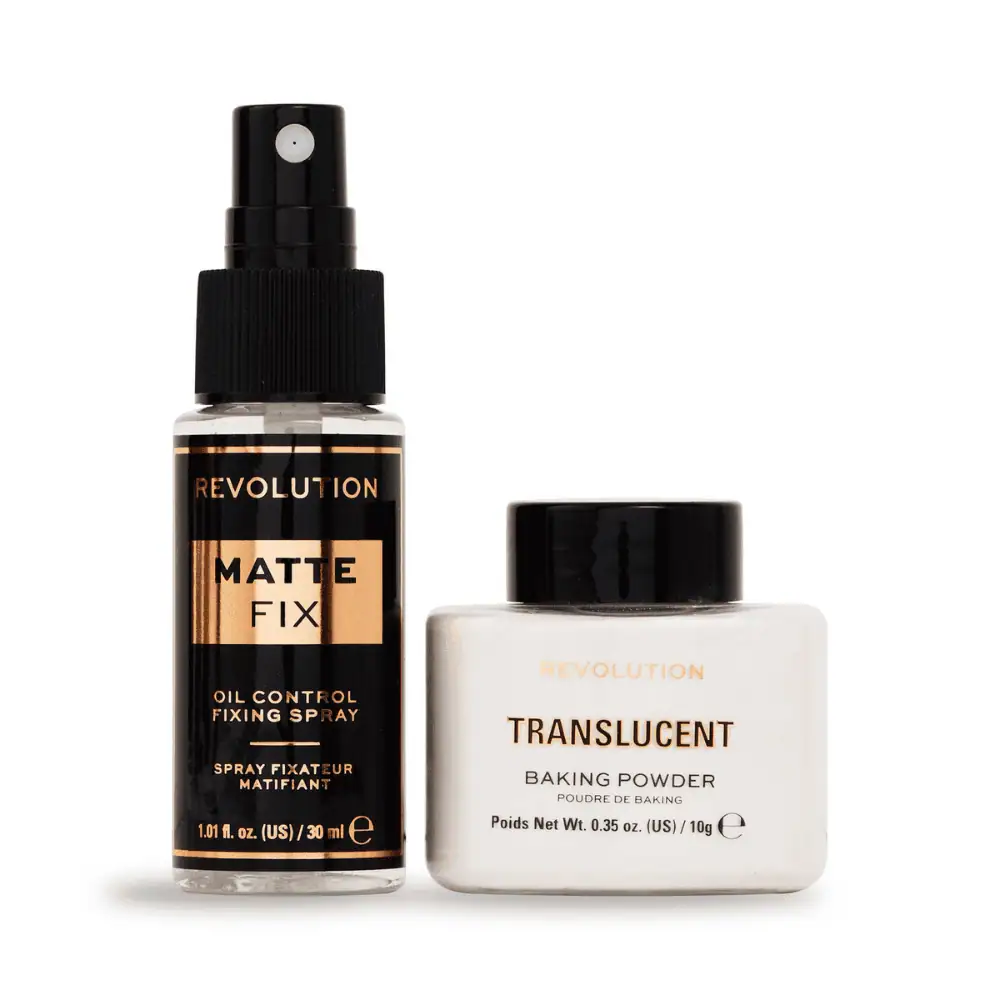 Revolution Mini Matte Heroes Gift Set - Lebanon - Makeup Germany Revolution Mini Matte Heroes Gift Set Revolution Mini Matte Heroes Set Lebanon for sale in Lebanon - 2-piece matte makeup set including Fix Oil Control Setting Spray 30ml and Loose Baking Powder 10g