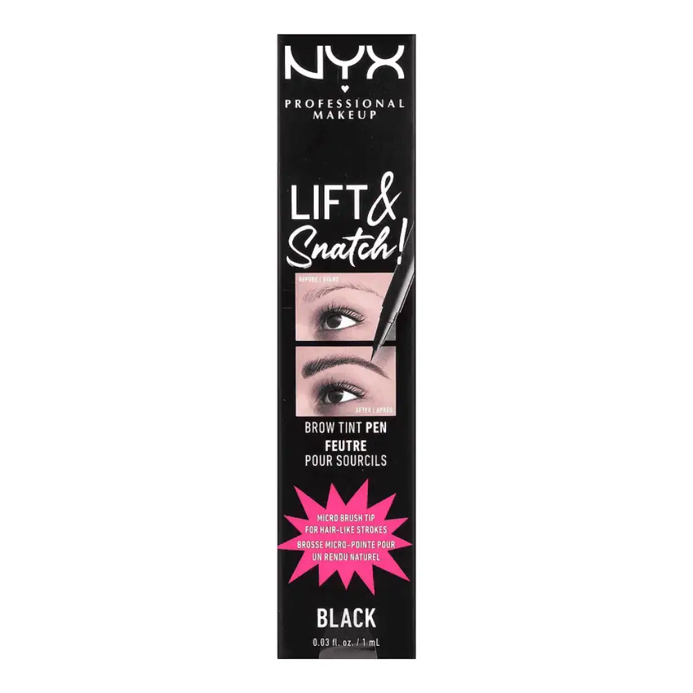 NYX Professional Makeup Lift & Snatch! Brow Tint Pen 10 Black - Lebanon - Makeup Germany NYX Professional Makeup, Lift & Snatch! Brow Tint Pen, 10 Black NYX Lift & Snatch Brow Tint Pen 10 Black Lebanon for sale in Lebanon - NYX Lift & Snatch Brow Tint Pen in shade 10 Black showing micro-brush tip