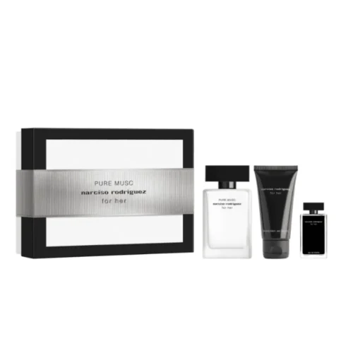 Narciso Rodriguez For Her Pure Musc Gift Set with 50ml Eau de Parfum, Body Lotion and Travel Eau de Toilette