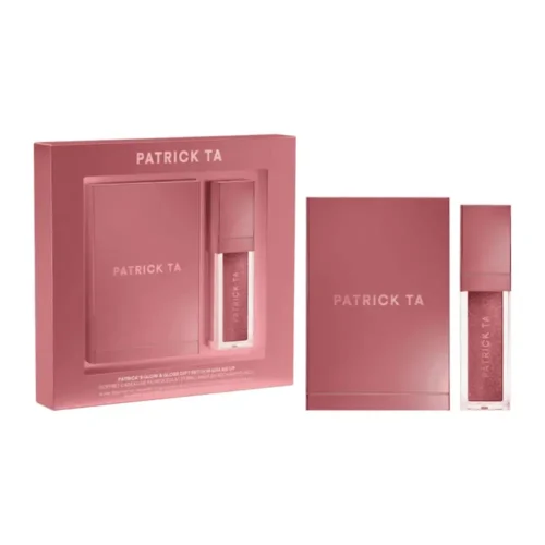 Patrick Ta Patrick Ta Glow and Gloss Set Warm Me Up Major Headlines Blush Duo and Lip Gloss Set for sale in Lebanon - 2-piece On Holiday mauve blush duo and matching shimmery lip gloss box set