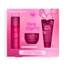 Revolution I Heart Revolution Very Cherry Bath & Body Gift Set Revolution I Heart Very Cherry Bath Body Gift Set Lebanon for sale in Lebanon - 3-piece mini body care set featuring I Heart Revolution Midnight Cherry body wash, smoothing body cream, and hair and body mist