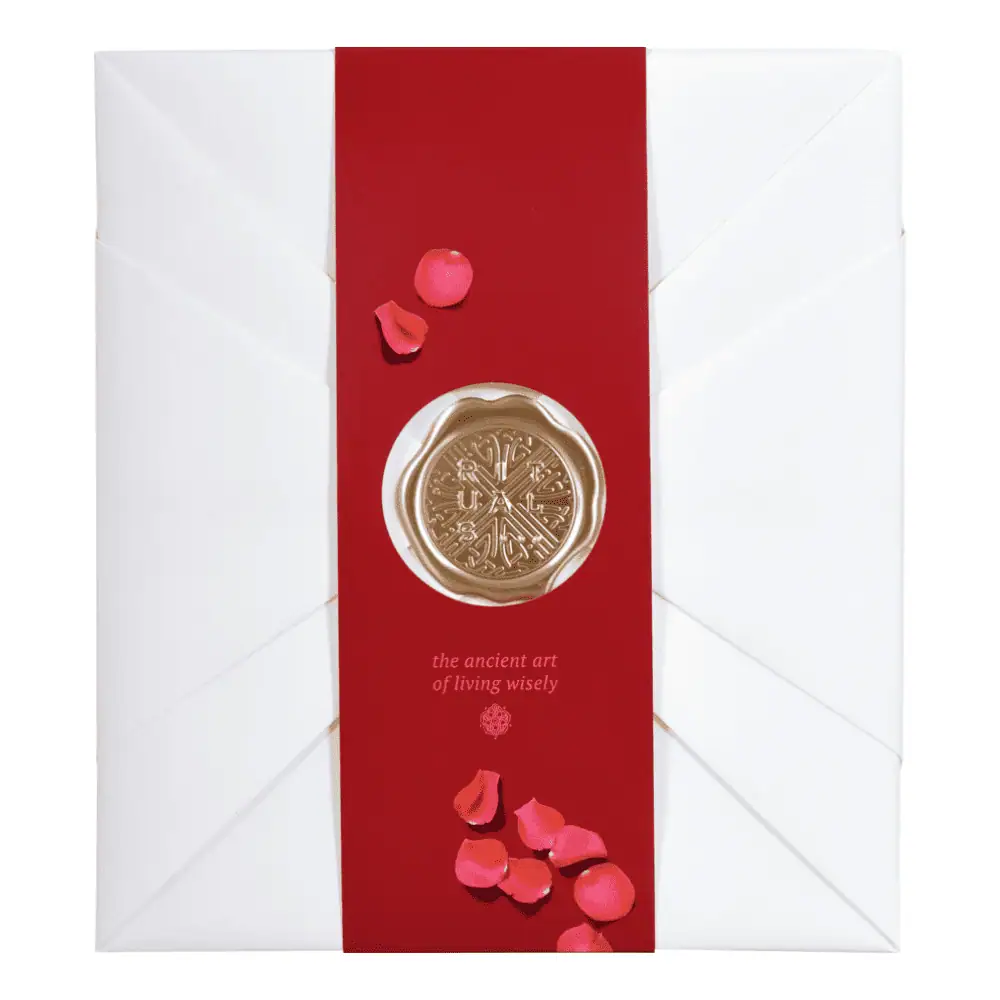 Rituals The Ritual of Ayurveda Medium Gift Set - Lebanon - Makeup Germany Rituals Rituals The Ritual of Ayurveda Medium Gift Set Indian Rose and Sweet Almond Oil Body Care Set for sale in Lebanon - 4-piece foaming gel body scrub lotion and candle luxury red box set