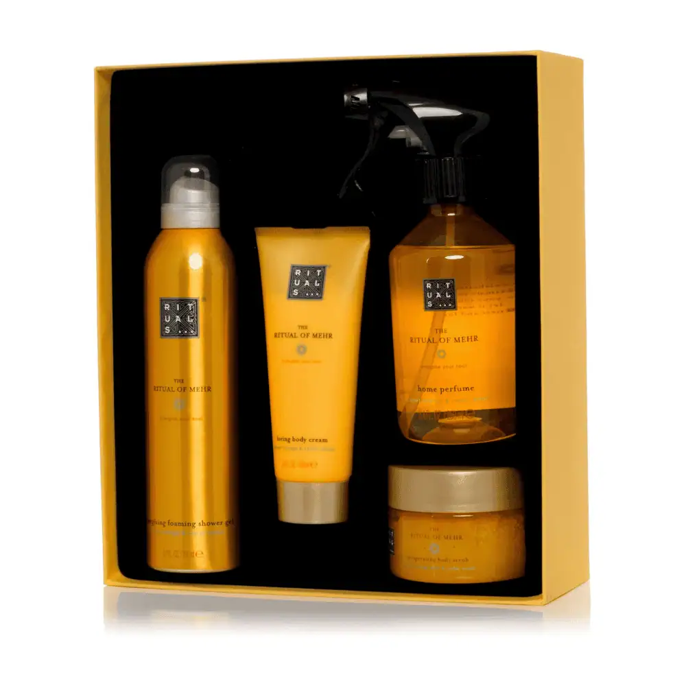 Rituals The Ritual of Mehr Medium Gift Set - Lebanon - Makeup Germany Rituals Rituals The Ritual of Mehr Medium Gift Set Sweet Orange and Cedar Wood Body Care Set for sale in Lebanon - 4-piece shower foam scrub cream and candle luxury orange gift box
