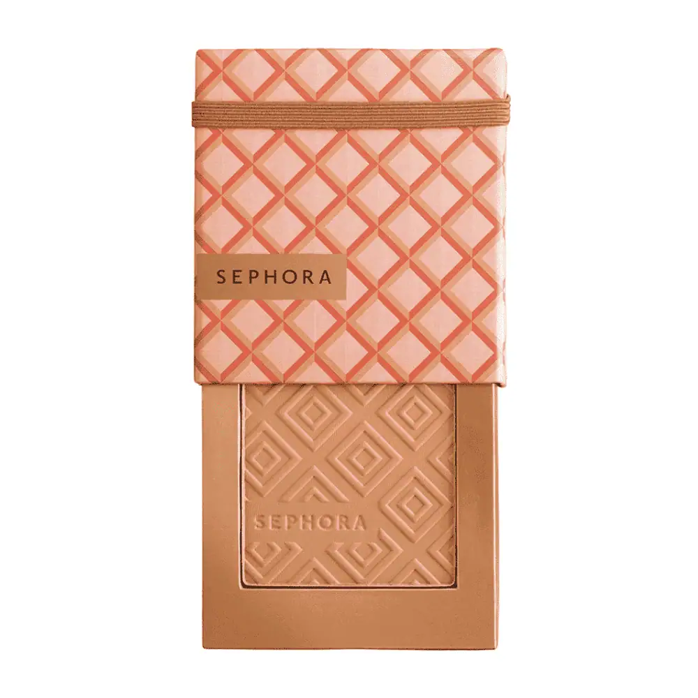 Sephora Collection Matte Bronzing Powder Caledonia - Lebanon - Makeup Germany Sephora CollectionMatte Bronzing Powder Caledonia Sephora Collection Matte Bronzing Powder Caledonia Lebanon for sale in Lebanon - Sephora Collection Matte Bronzing Powder compact in shade Caledonia showing embossed sun design and eco-friendly sliding packaging