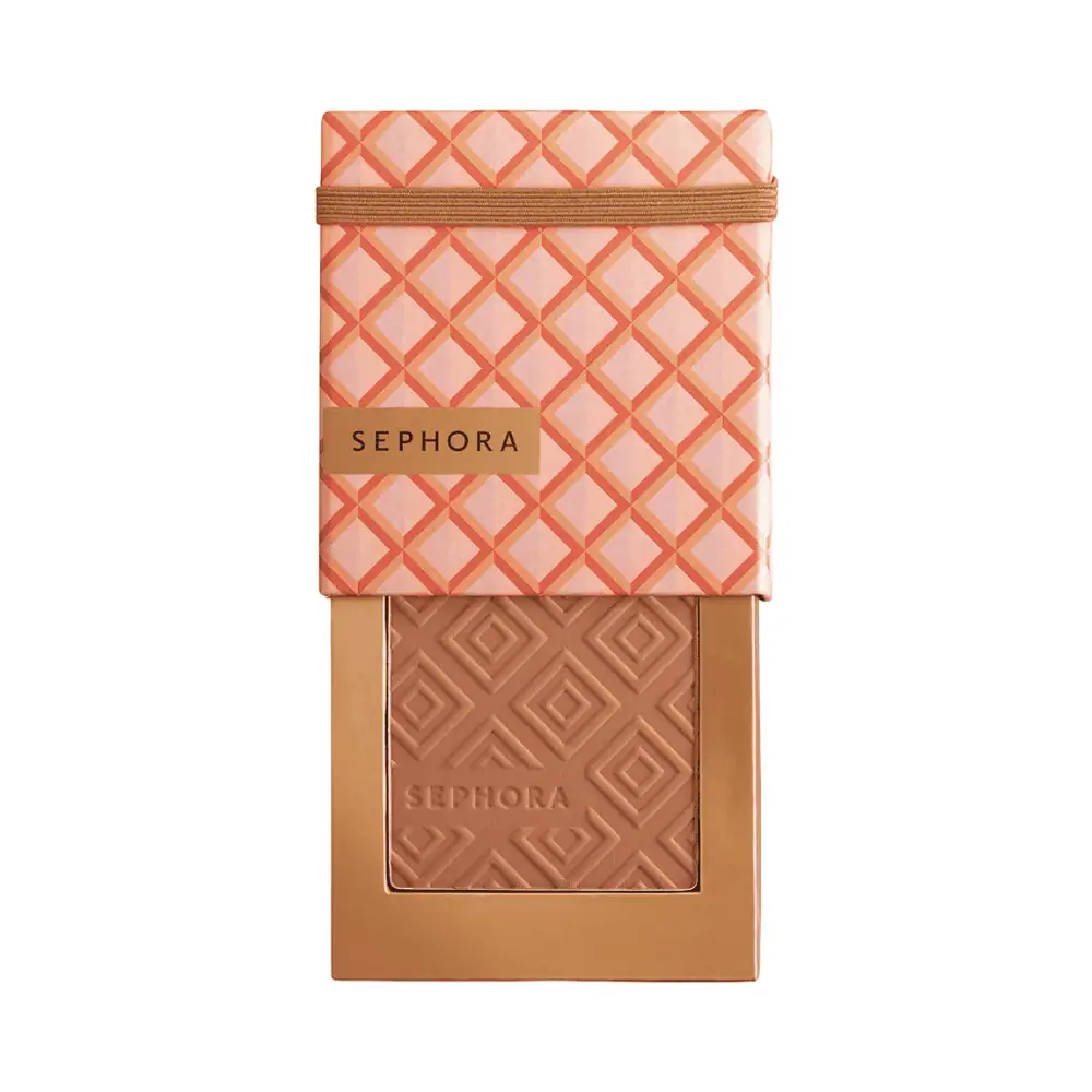 Sephora Collection Matte Bronzing Powder Mykonos - Lebanon - Makeup Germany Sephora Matte Bronzing Powder Mykonos Sephora Matte Bronzing Powder Mykonos Lebanon for sale in Lebanon - Sephora Collection Matte Bronzing Powder compact in shade Mykonos showing embossed sun design and sliding eco-friendly box