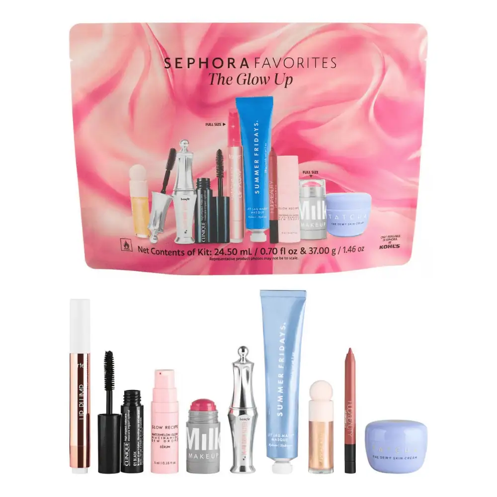 Sephora Favorites The Glow Up - Lebanon - Makeup Germany sephora favorites the glow up Sephora Favorites The Glow Up Lebanon for sale in Lebanon - 9-piece glowy skincare and makeup gift set featuring Rare Beauty illuminator, Glow Recipe dew drops, and Tarte lip plump