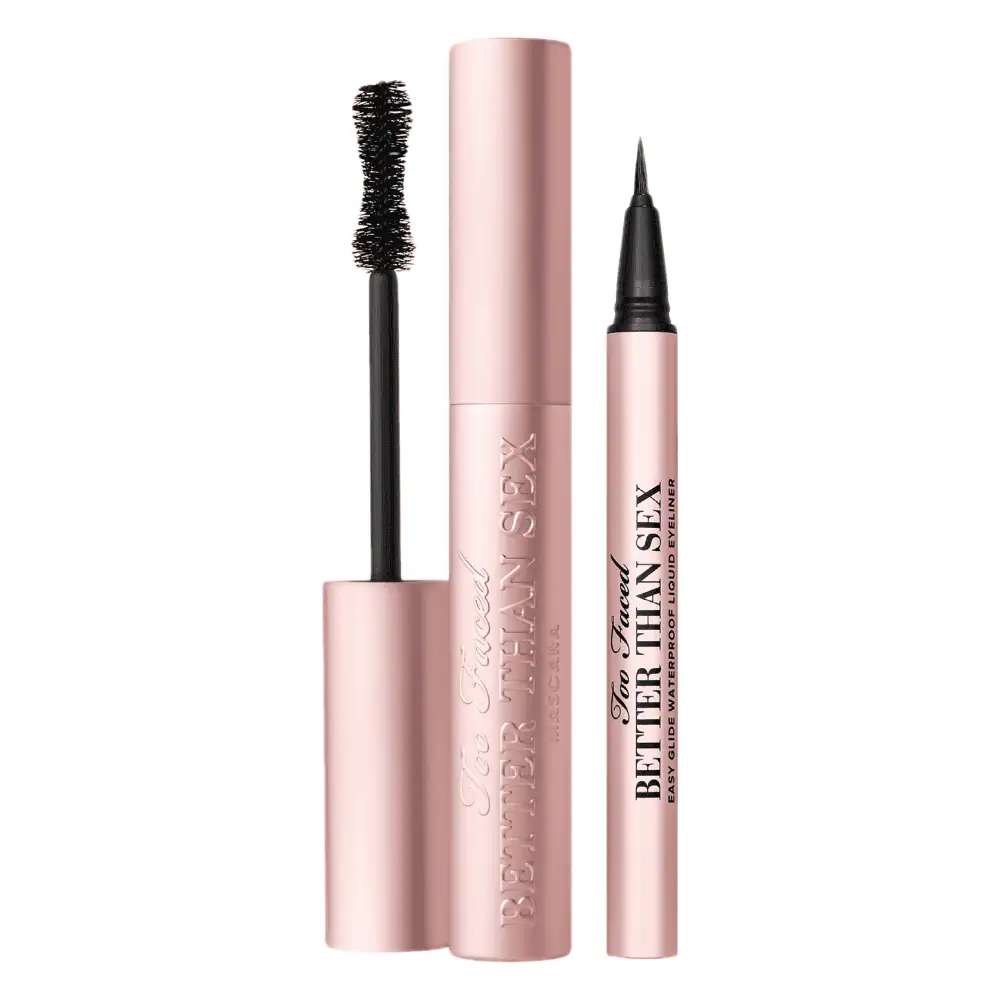 Too Faced Better Than Sex & Liner Duo - Lebanon - Makeup Germany Too Faced BETTER THAN SEX & LINER DUO Too Faced Better Than Sex & Liner Duo Lebanon for sale in Lebanon - Too Faced Better Than Sex Mascara tube with hourglass wand alongside Better Than Sex Liquid Eyeliner pen in deep black