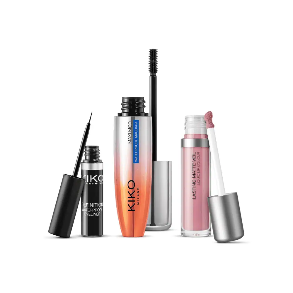 Kiko Milano Unmissable Makeup Set - Lebanon - Makeup Germany Kiko Milano unmissable makeup set Kiko Milano Unmissable Makeup Set Lebanon for sale in Lebanon - 3-piece makeup gift set containing waterproof mascara, liquid eyeliner, and matte liquid lipstick BILINGUAL
