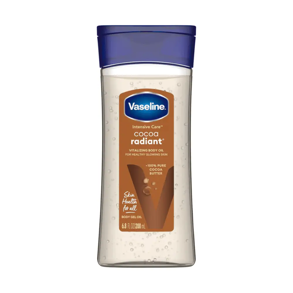 Vaseline Intensive Care Body Gel Oil Cocoa Radiant - Lebanon - Makeup Germany VASELINE INTENSIVE CARE BODY GEL OIL COCOA RADIANT Vaseline Intensive Care Body Gel Oil Cocoa Radiant Lebanon for sale in Lebanon - bottle of Vaseline Intensive Care Cocoa Radiant Body Gel Oil with pure cocoa butter
