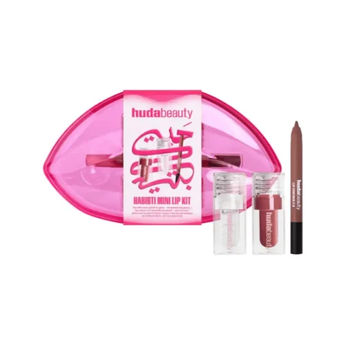 Huda Beauty Habibti Mini Lip Kit Huda Beauty Lip Kit for sale in Lebanon - Warm Brown lip liner with Glassy and Bombshell Extra Shine lip glosses
