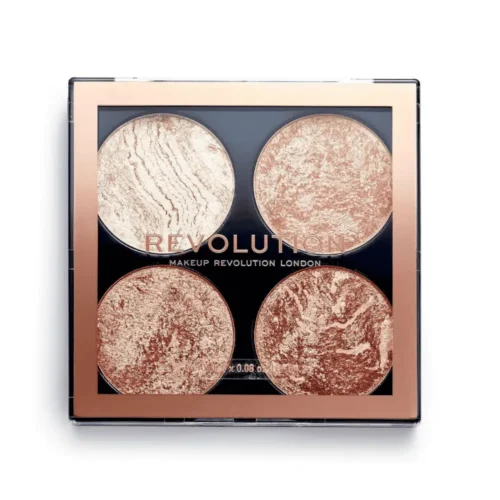 Revolution Cheek Kit Don't Hold Back Revolution Cheek Palette for sale in Lebanon - four marbled shimmer bronzer and highlighter shades for radiant glow