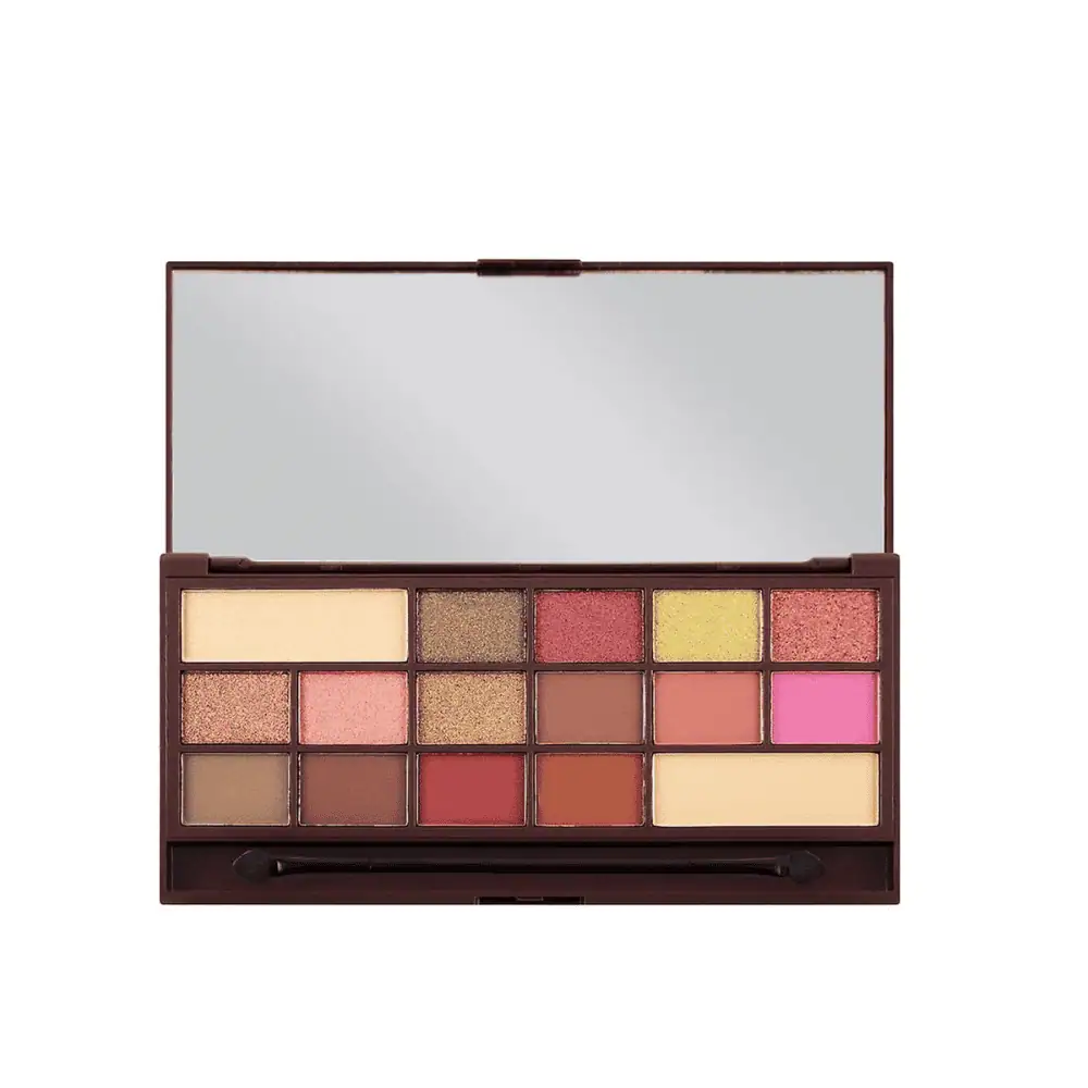 I Heart Revolution Chocolate Rose Gold Make Up Pigment Palette - Lebanon - Makeup Germany I Heart Revolution Chocolate Rose Gold I Heart Revolution Eyeshadow Palette for sale in Lebanon - 16 matte and shimmer neutral orange red and brown shades