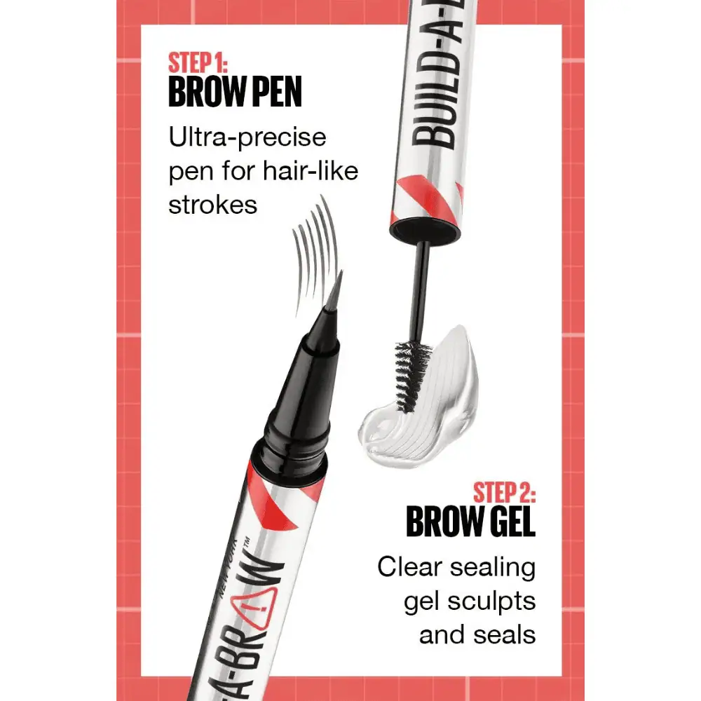 Maybelline Build-A-Brow 2-in-1 Brow Pen & Sealing Gel Medium Brown - Lebanon - Makeup Germany Maybelline Build-A-Brow 2-in-1 Brow Pen and Sealing Gel Medium Brown Maybelline Build-A-Brow for sale in Lebanon - precision brow pen with clear setting gel
