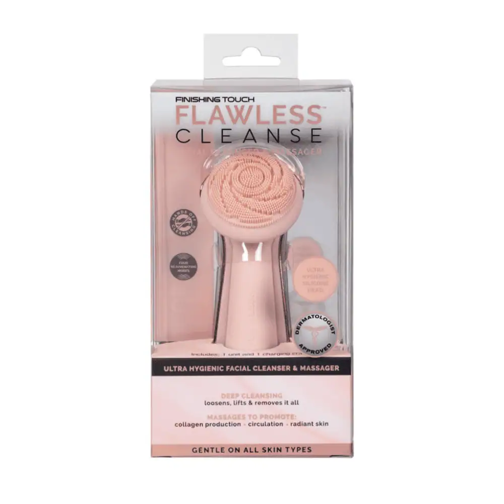 Finishing Touch Flawless Cleanse Facial Cleanser & Massager - Lebanon - Makeup Germany Finishing Touch Flawless Cleanse Flawless Facial Cleanser & Massager for sale in Lebanon - pastel pink waterproof silicone facial cleansing and massage device