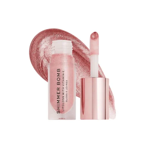 Makeup Revolution Shimmer Bomb Glimmer Nude Revolution Shimmer Bomb Lip Gloss for sale in Lebanon - shimmering nude lip gloss with glossy finish