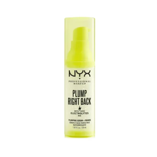 NYX Professional Makeup Plump Right Back Primer + Serum 30ml hydrating electrolyte-infused face primer in a convenient pump bottle for smooth makeup application