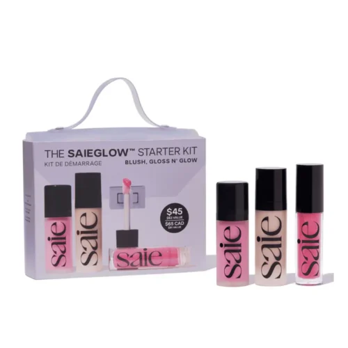 Saie SaieGlow Essentials Starter Set Saie Makeup Gift Set for sale in Lebanon - Roseglow illuminator, Baby pink liquid blush and Play pink lip gloss oil