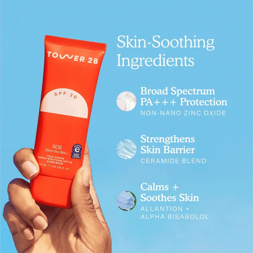 Tower 28 SOS FaceGuard™ SPF 30 Sunscreen PA+++ 20ml - Lebanon - Makeup Germany Tower 28 SOS FaceGuard SPF 30 PA+++ mineral facial sunscreen 20ml with non-nano zinc oxide for sensitive and acne-prone skin